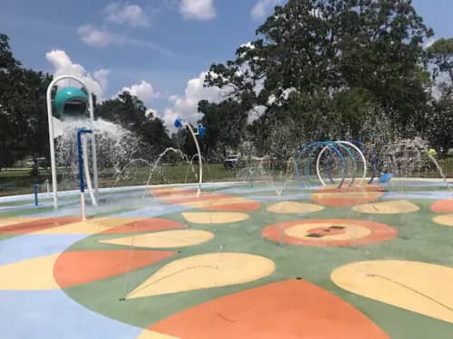 Apopka Splash Pad with the water features running.