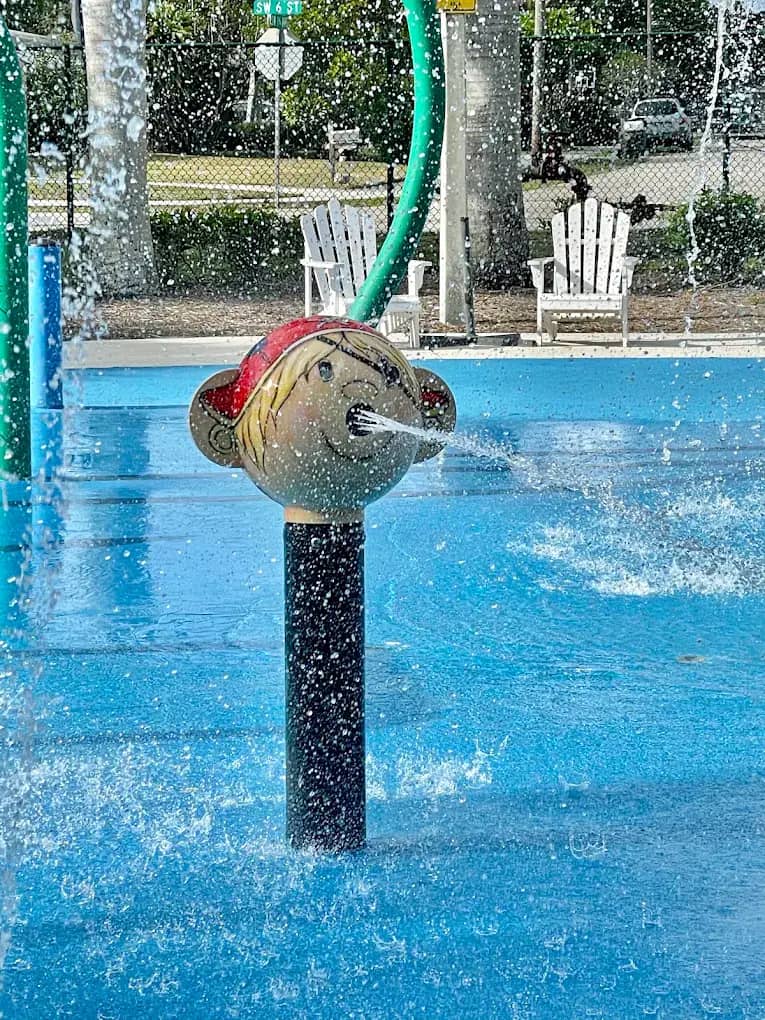 One of the water features of the splash pad