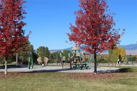 Marilyn neighborhood splash deck and playground area in Missoula.