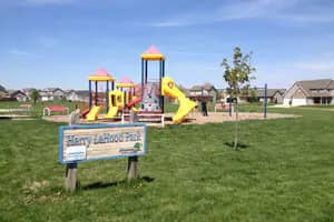 Harry LaHood Park in Washington, Illinois, home to a water playground and family park amenities.
