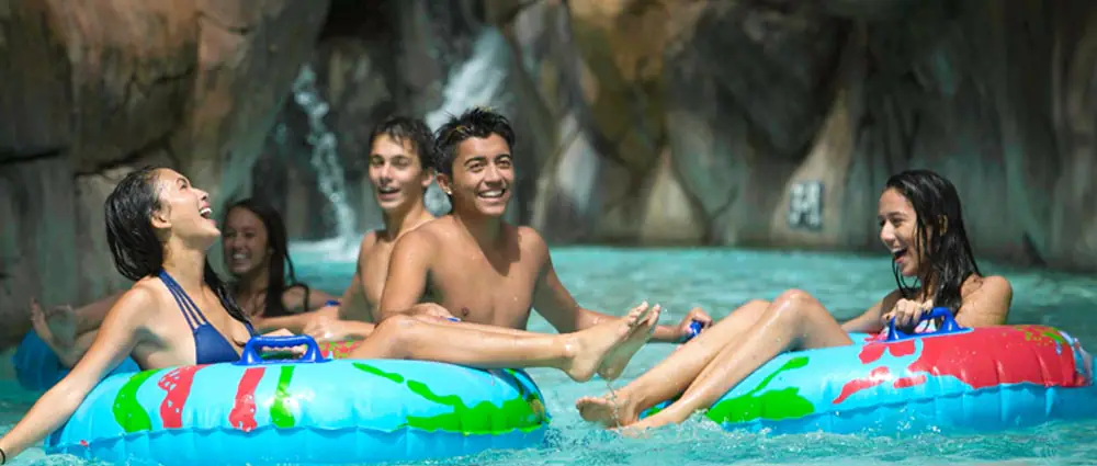 Guests floating in the lazy river at Wet'n'Wild Hawaii.