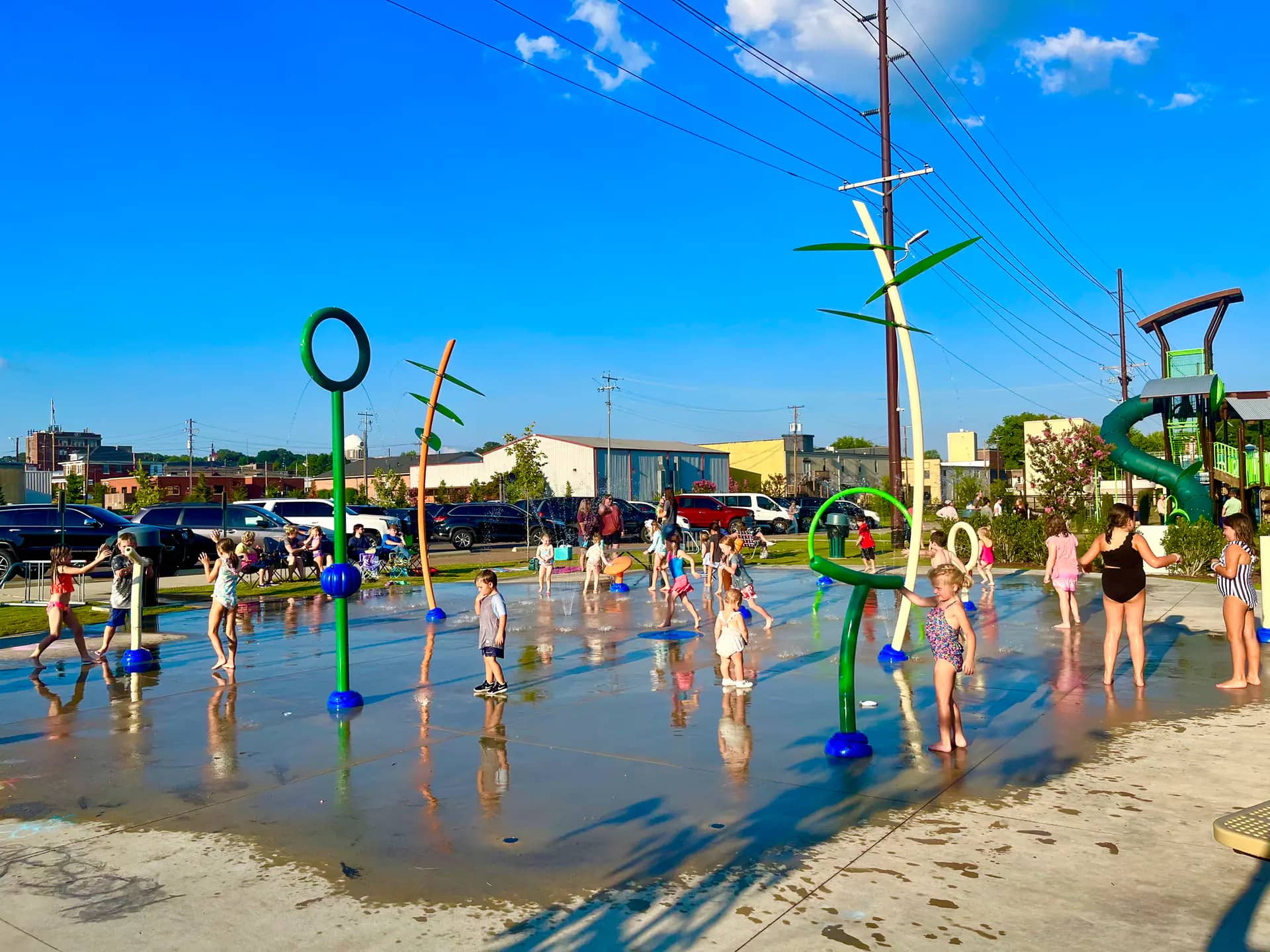 Additional view of Forked Deer River Park splash pad.