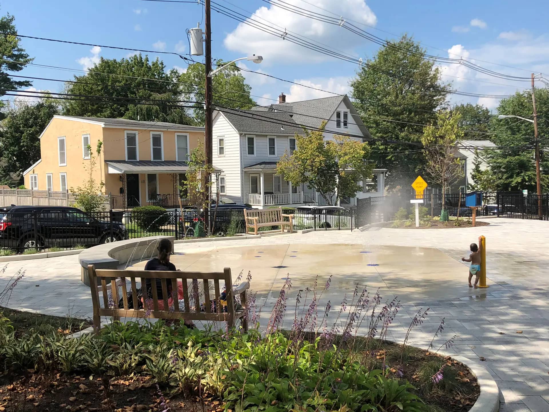 Spray pad and playground area at Mary Moss Playground in Princeton.