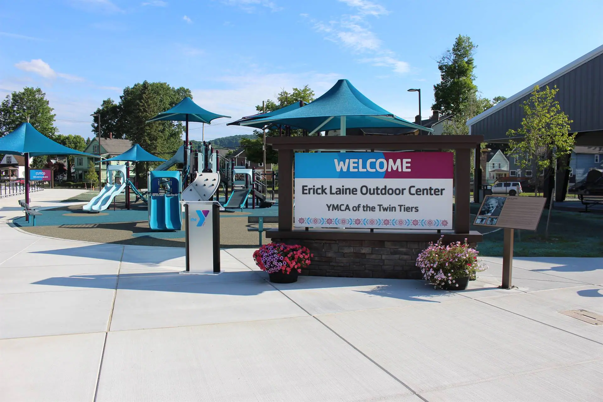 Outdoor view from the Erick Laine Outdoor Center gallery associated with Cutco Splash Park.