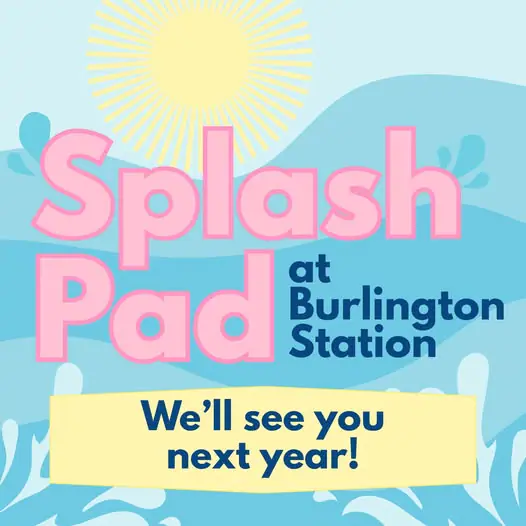 Children using the Splash Pad at Burlington Station in Two Harbors.