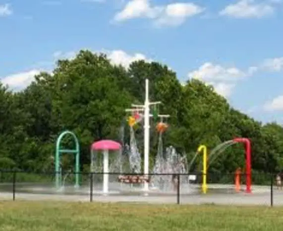 Children playing at a Wyandotte County spray park in Kansas City, Kansas.