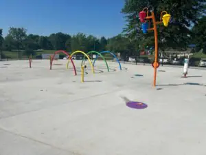 Another angle of the Nixa Splash Pad play area.