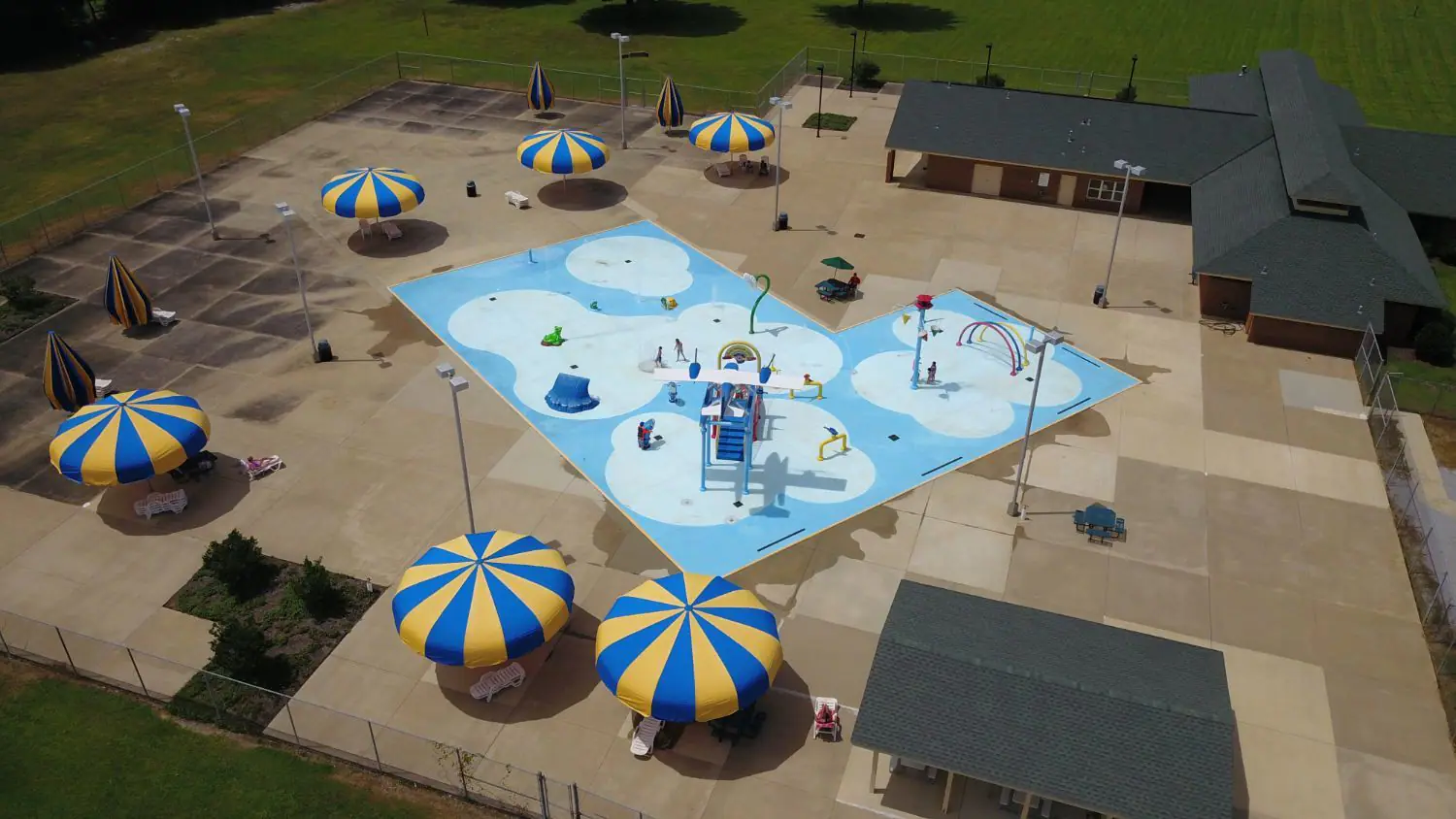 Another official view of Harrison Taylor Splash Pad play features.