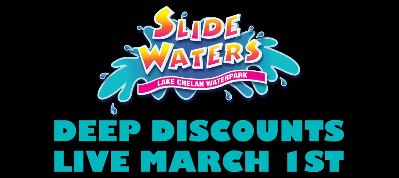 Promotional image from Slidewaters in Chelan, a large outdoor family waterpark.