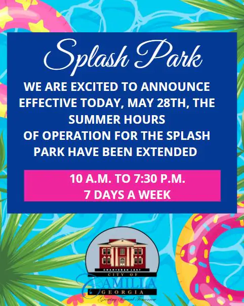 Camilla Splash Park photo from the City of Camilla showing the splash area.