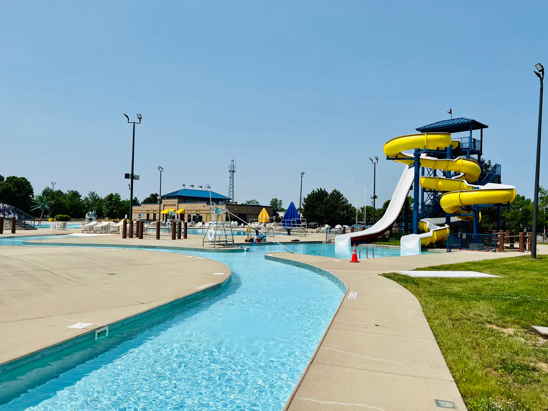 Large slide tower at Florence Family Aquatic Center.