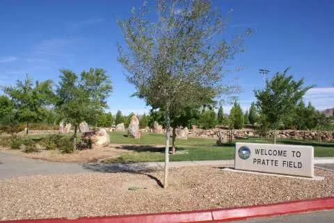 Open green area and park setting at Veterans Memorial Park in Boulder City, home to the splash park.