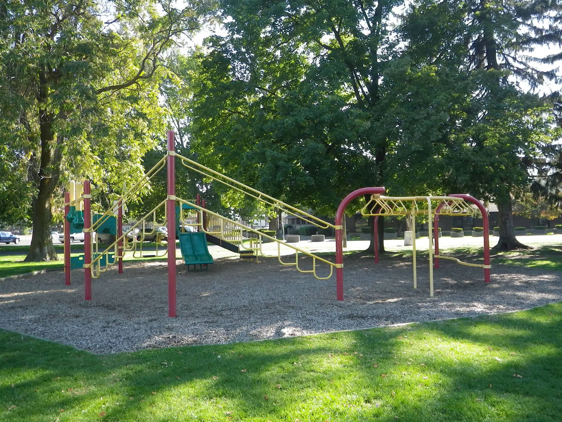 Playground at Miller Park beside the spray feature area.