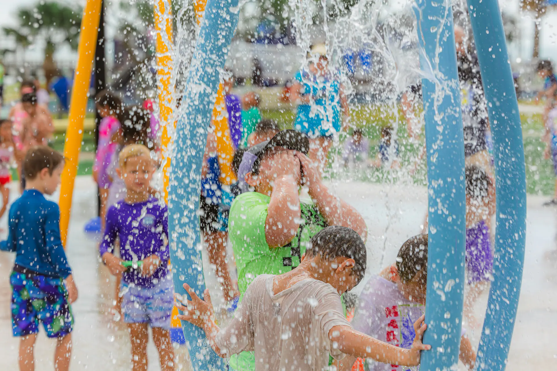 Kids enjoying Cole Park Splash Pad.