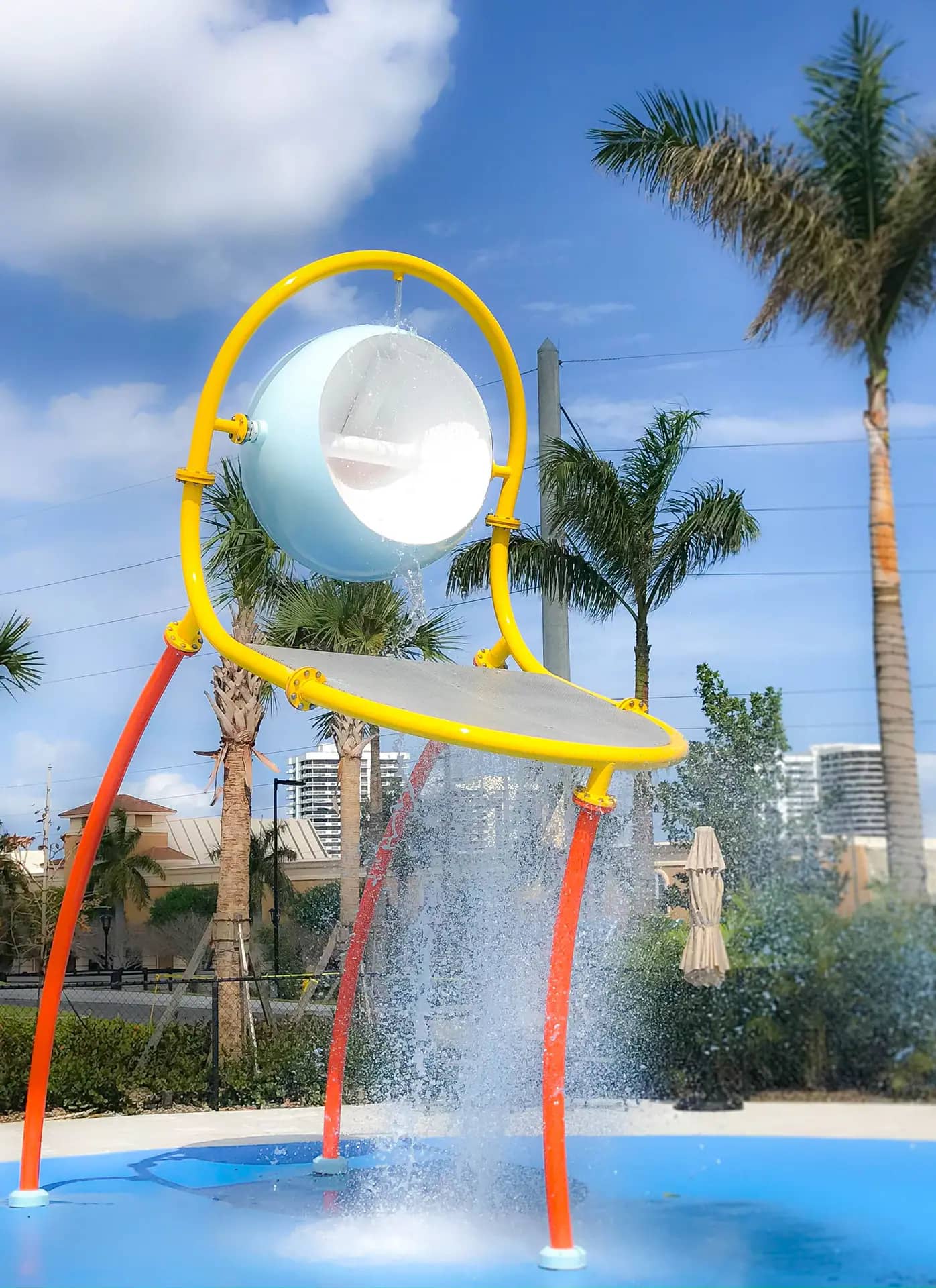 North Palm Beach Splash Pad with interactive water features for children.