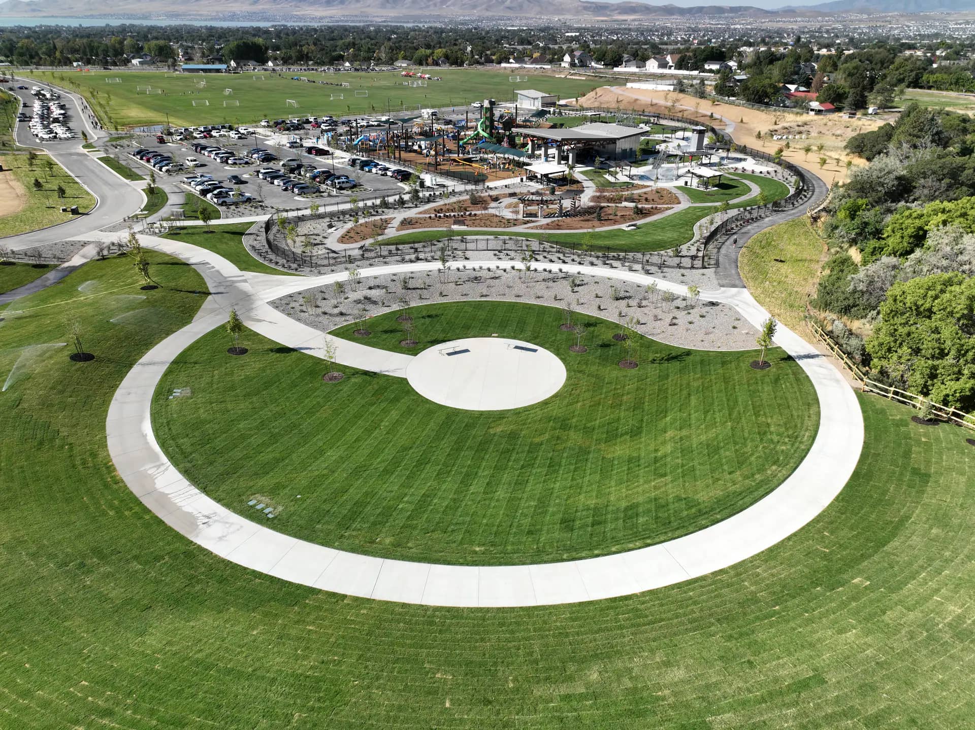 Aerial view of Lehi City Family Park.