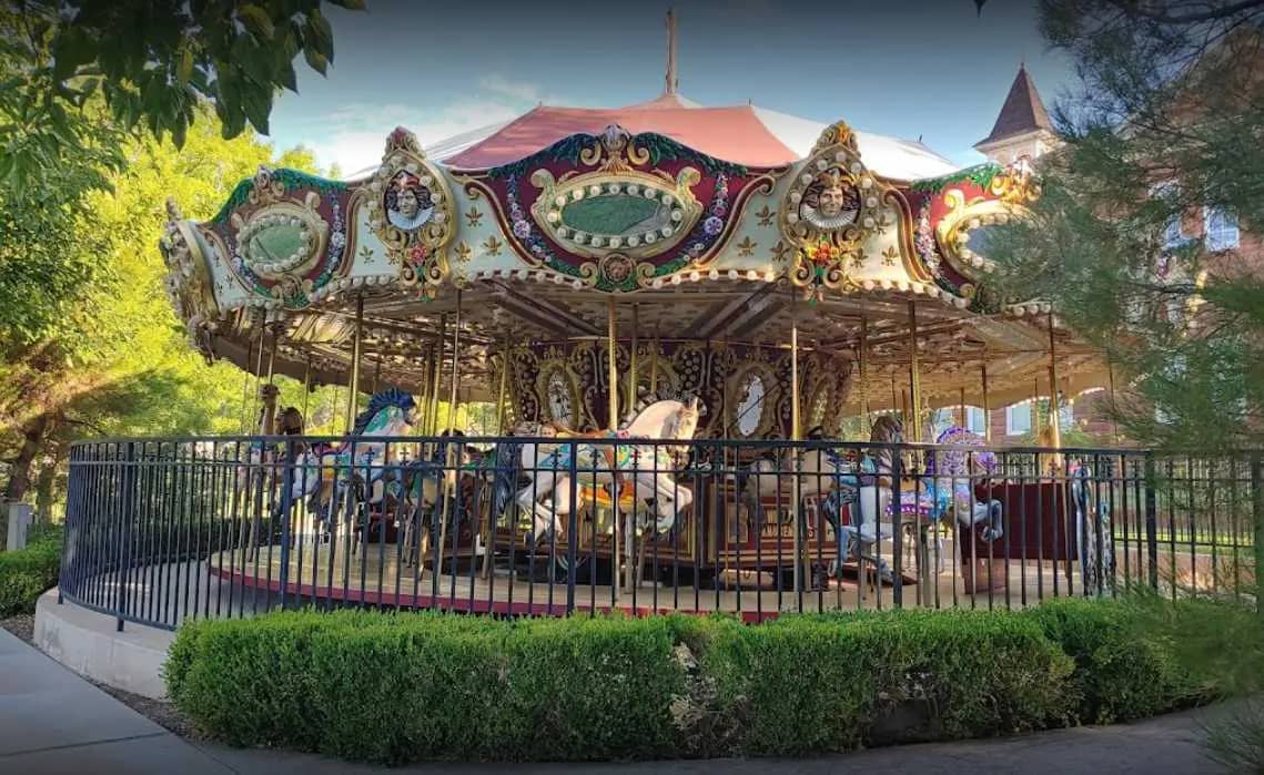 Town Square park setting with splash features and seating.